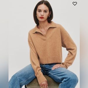 Reformation Cashmere Polo Sweater - Camel color - Size Small